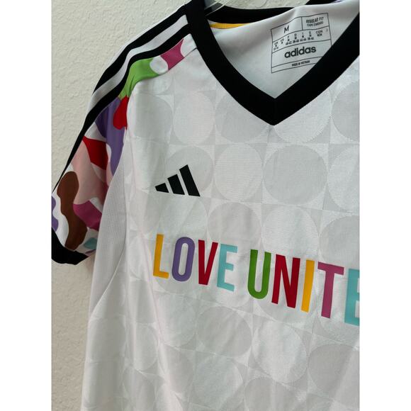 Unisex NWT Adidas Tiro Pride Jersey Soccer Size Medium White Multicolor $65 - Picture 6 of 11